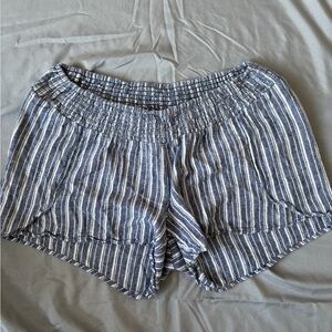 Motherhood Navy and White Striped High Waist Shorts